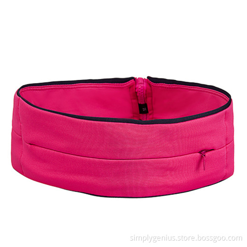 Invisible large capacity running flip waist belt fits for phone, card, keys w/ 3 pockets